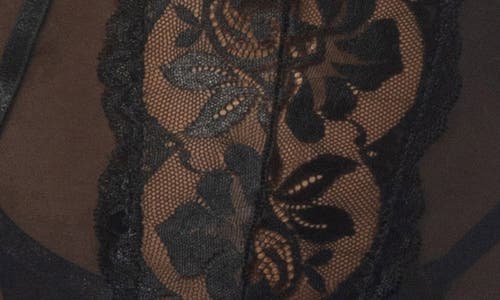 OH LA LA CHERI OH LA LA CHERI KEHLANI LACE TRIM MESH CHEMISE WITH GARTER STRAPS & G-STRING SET