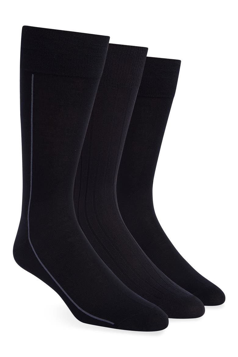 3-Pack Dress Socks, Main, color, BLACK