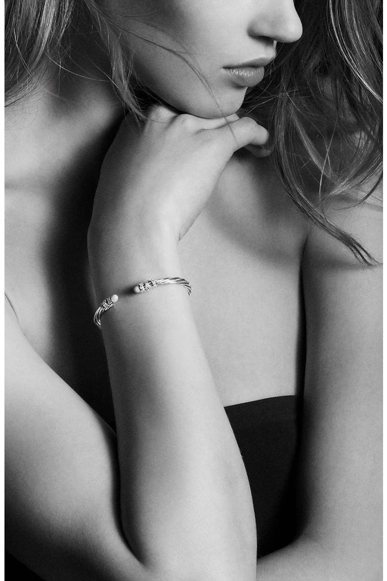 Helena Bracelet In Sterling Silver & 18K Gold with Pearls & Diamonds, 4mm, Alternate, color, GREY PEARL