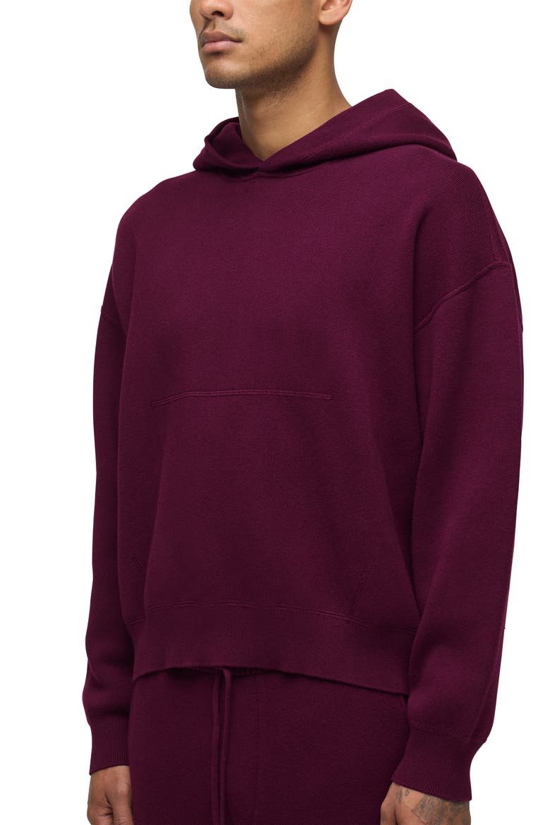 Cotton & Cashmere Double Knit Hoodie, Alternate, color, BORDEAUX