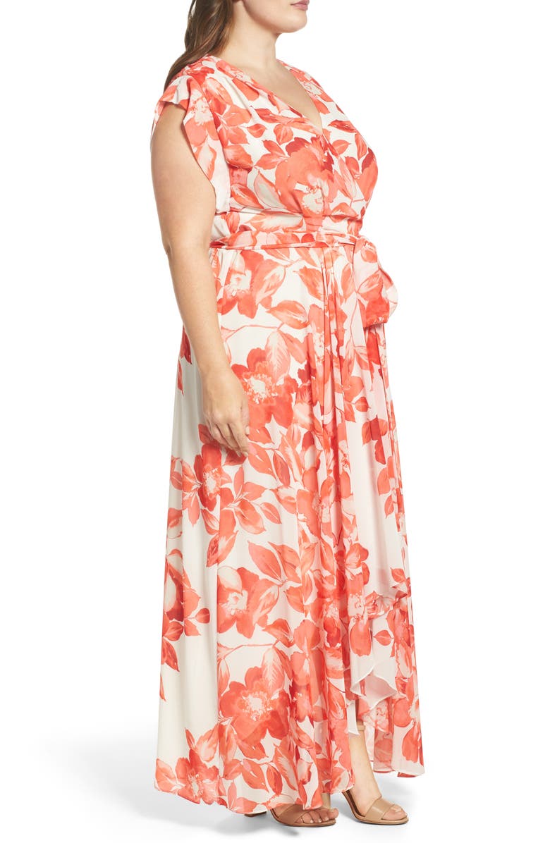 Eliza J Floral Chiffon High/Low Maxi Dress, Alternate, color,