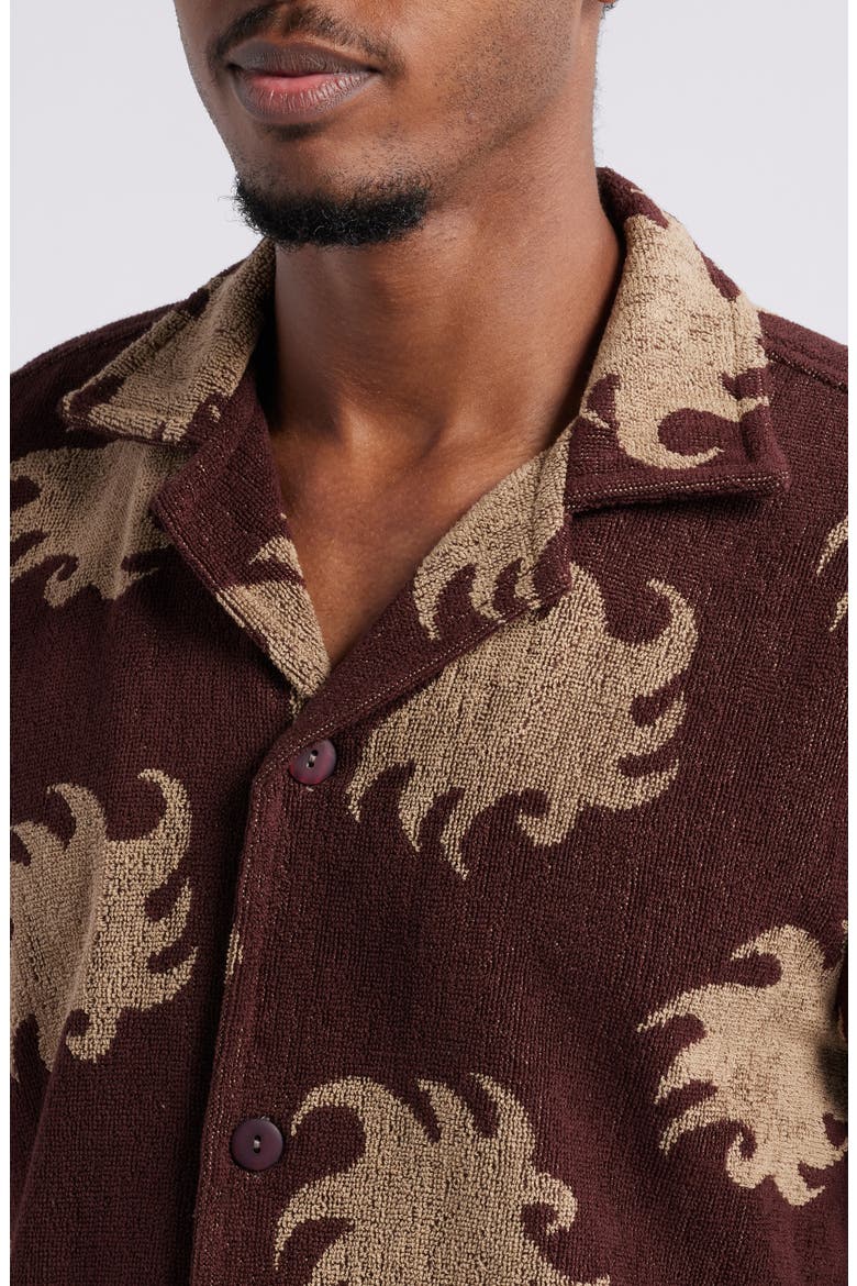 Mocha Ember Terry Cloth Camp Shirt, Alternate, color, MOCHA