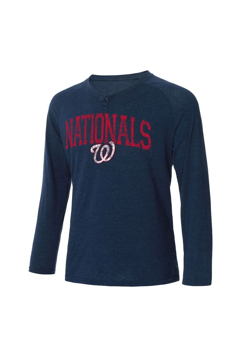 Men's Concepts Sport Heather Navy Washington Nationals Inertia Raglan Long Sleeve Henley T-Shirt, Main, color, Navy