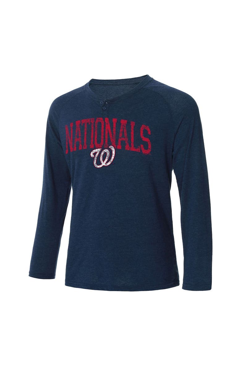 CONCEPTS SPORT Men's Concepts Sport Heather Navy Washington Nationals Inertia Raglan Long Sleeve Henley T-Shirt, Main, color, 