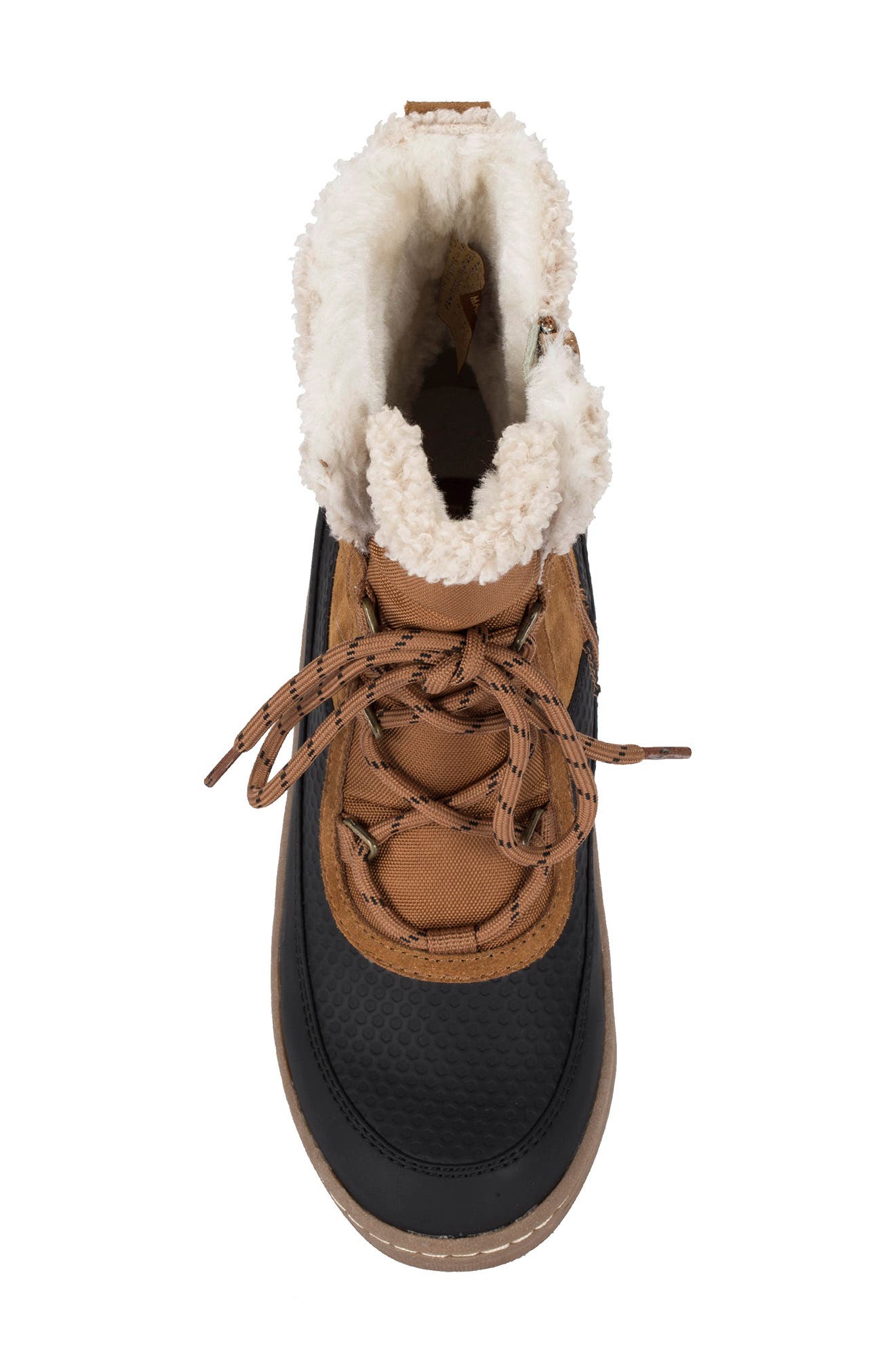 Alta Faux Shearling Lined Water-Resistant Suede Lace-Up Boot, Alternate, color, COGNAC/ BLACK