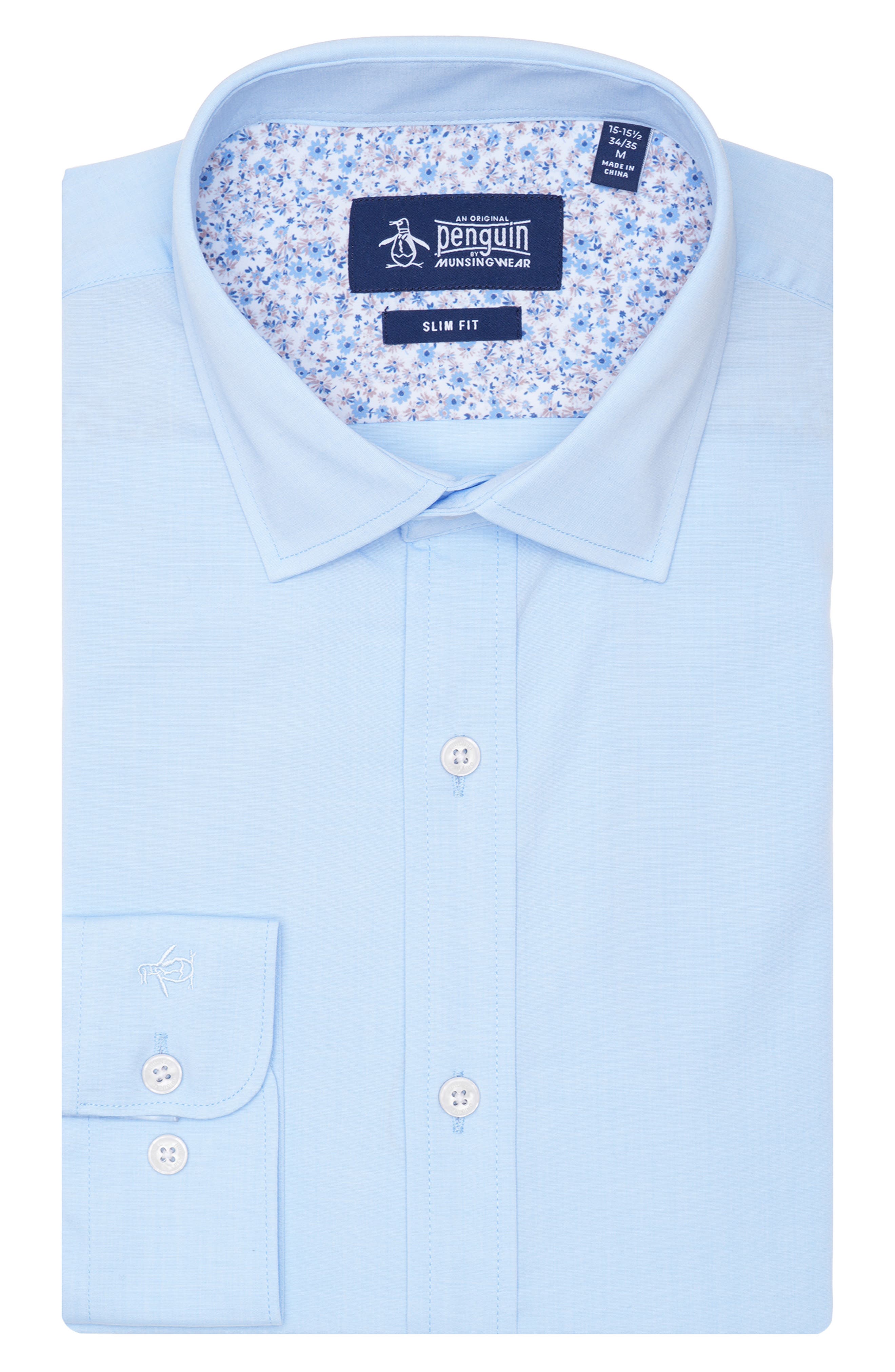 Original Penguin Big & Tall Melange Floral Trim Slim Fit Dress Shirt