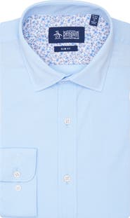 Original Penguin Big & Tall Melange Floral Trim Slim Fit Dress Shirt