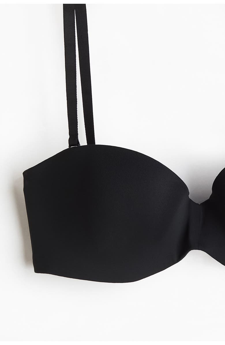 H&M Padded Microfibre Balconette Bra, Alternate, color, Black
