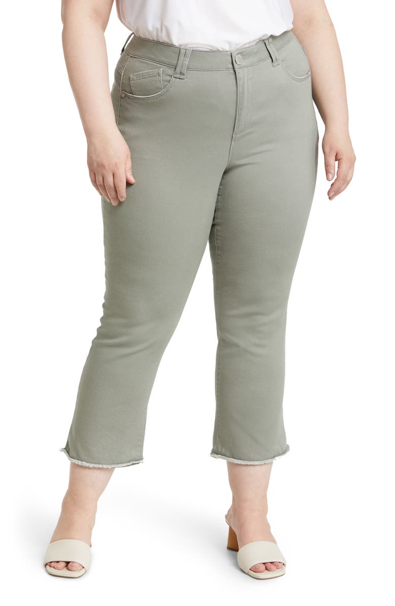 Wit & Wisdom 'Ab'Solution Frayed High Waist Ankle Slim Straight Leg Pants, Main, color, Deep Seagrass