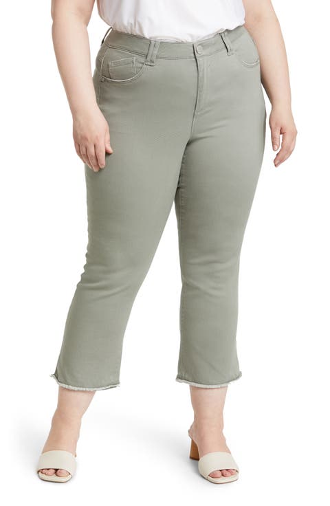 'Ab'Solution Frayed High Waist Ankle Slim Straight Leg Pants (Plus Size) (Nordstrom Exclusive)
