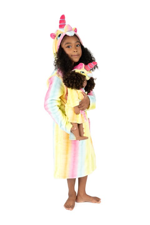 Girls Fleece Hooded Robe with Matching Doll Robe