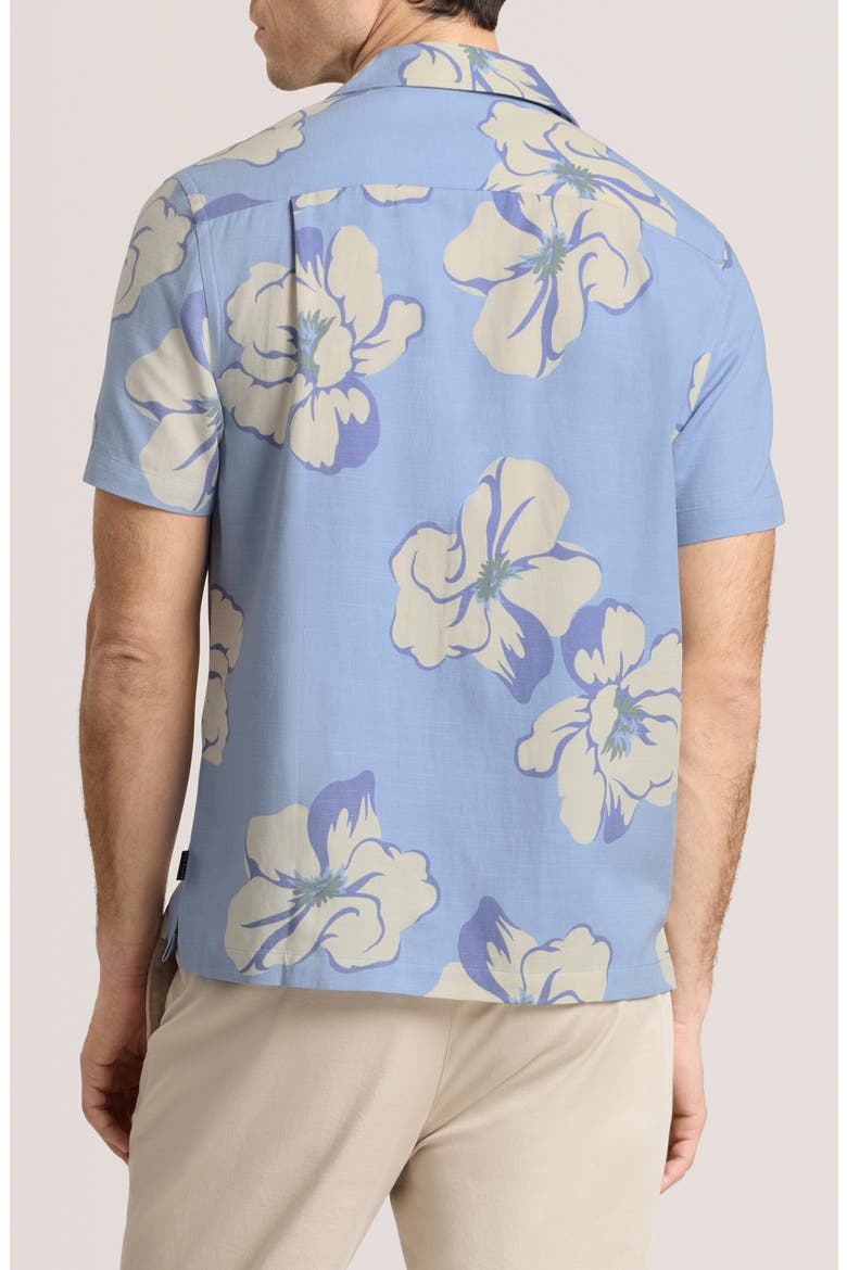 Floral Short Sleeve Button-Up Shirt, Alternate, color, BLUE