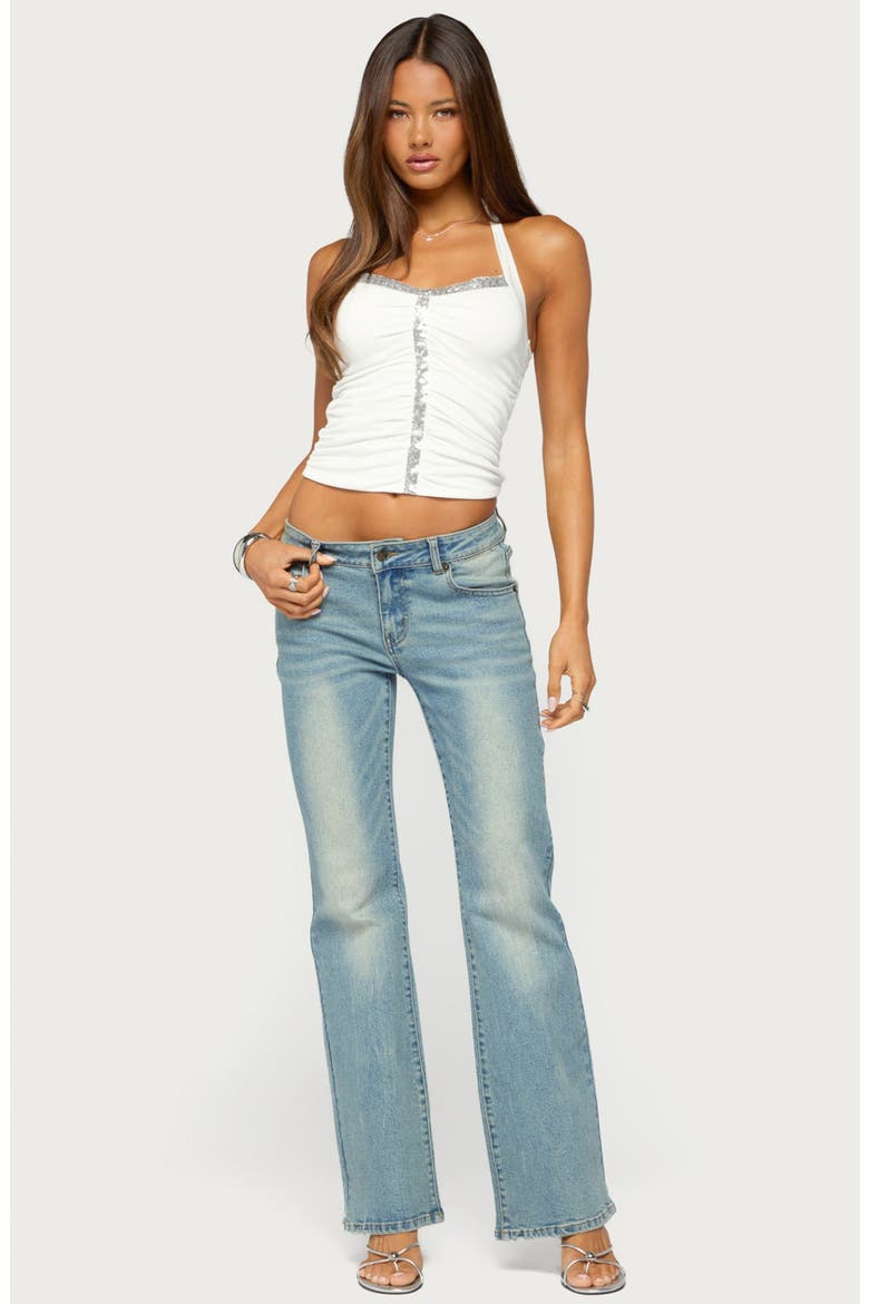 Mook Ruched Sequin Halter Top, Alternate, color, WHITE