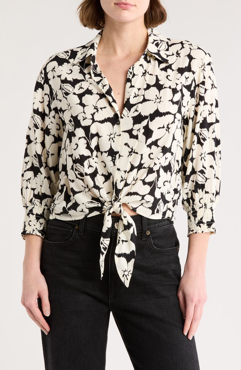 Sanctuary Lovers Only Long Sleeve Tie Front Shirt, Main, color, 