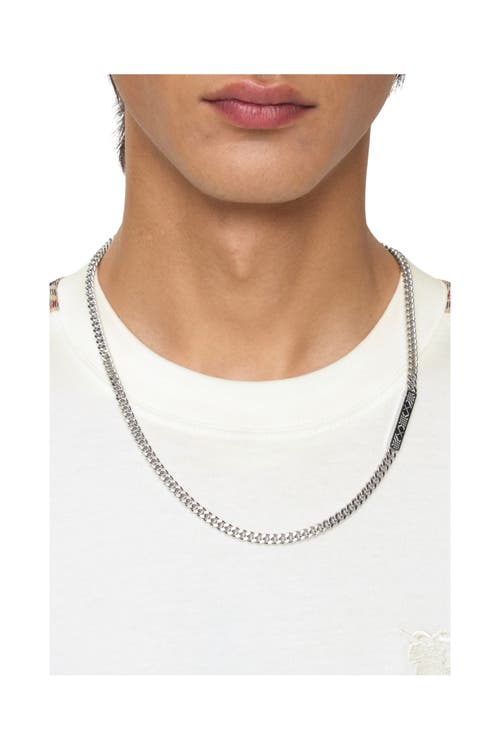 Burberry Engraved Check Chain Necklace In Metallic