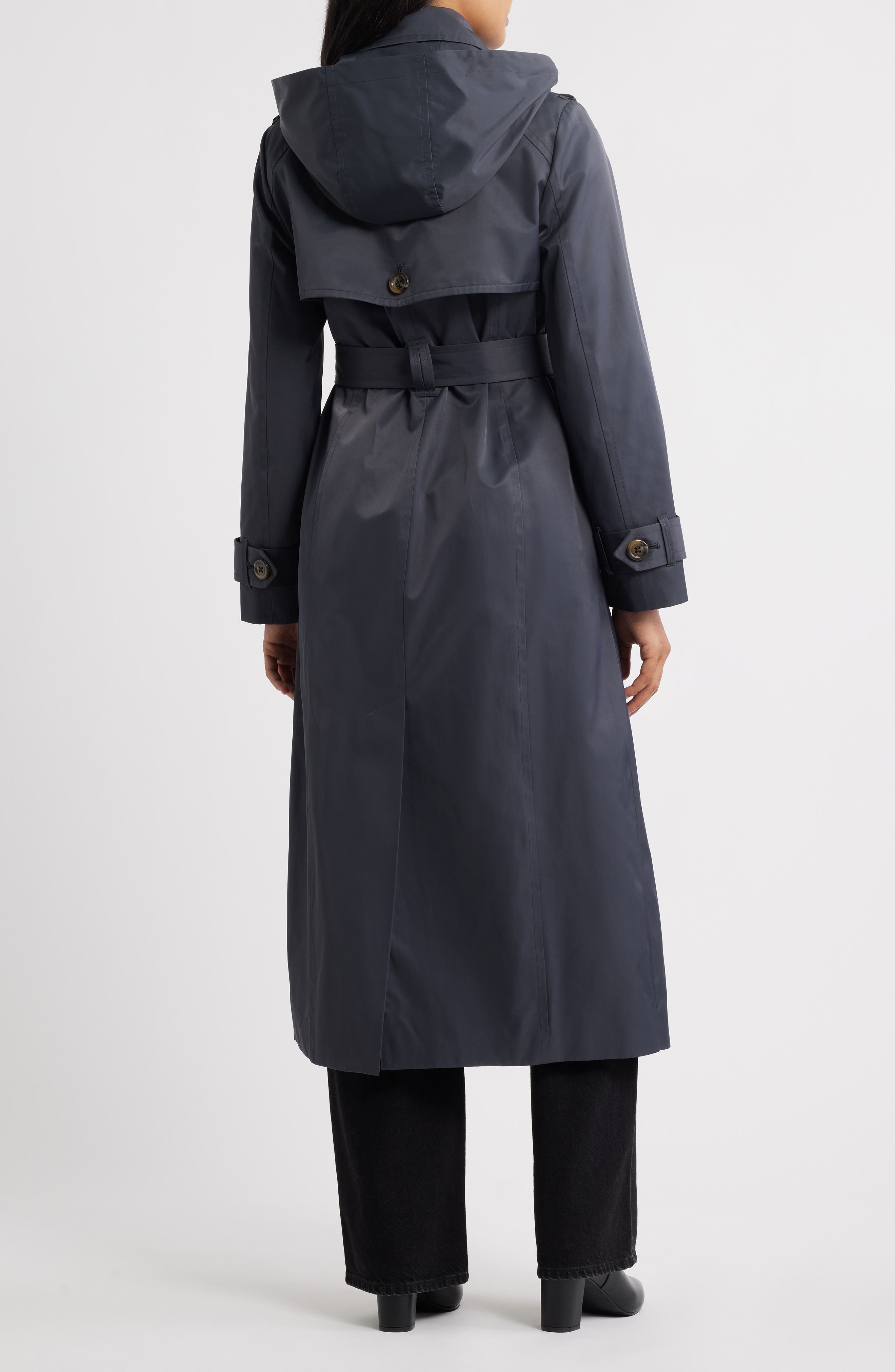 London Fog Hooded Single Breasted Maxi Trench Coat (Women) | Nordstrom
