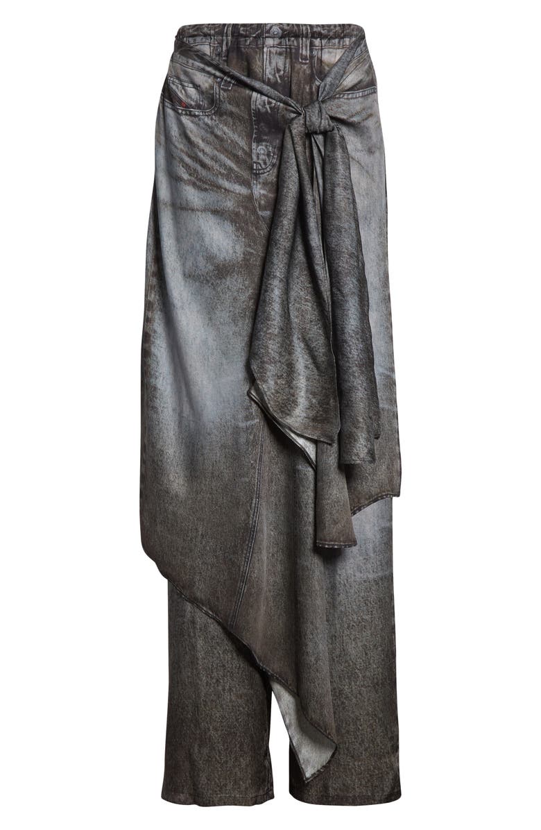 DIESEL<sup>®</sup> P-Aloma Trompe l'Oeil Skirt Pants, Alternate, color, Black/ Denim
