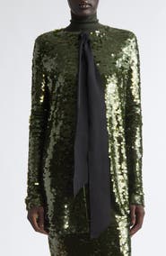 Carolina Herrera Sequin Long Sleeve Cardigan