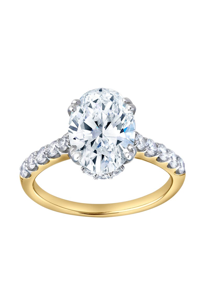 Isidora 3.5 Cts 14K Yellow Gold Oval Lab Grown Diamond Hidden Halo Engagement Ring, Main, color, 14K Yellow Gold