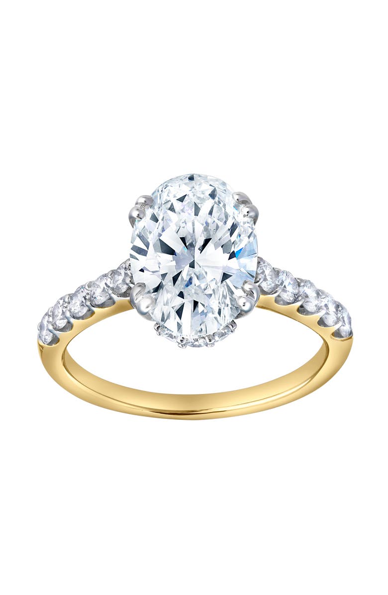 LuvMyJewelry Isidora 3.5 Cts 14K Yellow Gold Oval Lab Grown Diamond Hidden Halo Engagement Ring, Main, color, 14K Yellow Gold