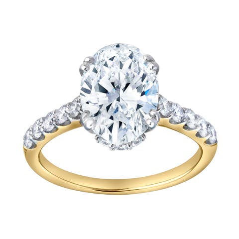 Isidora 3.5 Cts 14K Yellow Gold Oval Lab Grown Diamond Hidden Halo Engagement Ring