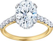 LuvMyJewelry Isidora 3.5 Cts 14K Yellow Gold Oval Lab Grown Diamond Hidden Halo Engagement Ring