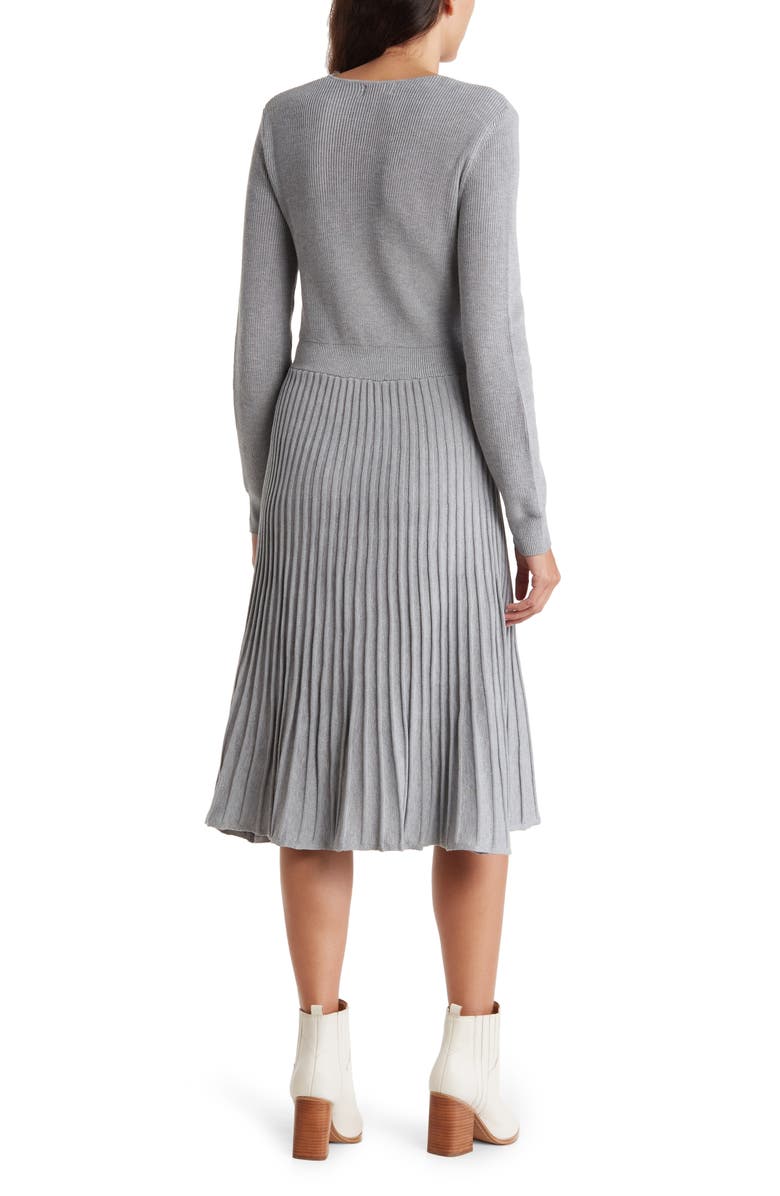 Robbie Bee Long Sleeve Belt Rib Sweater Dress, Alternate, color, 