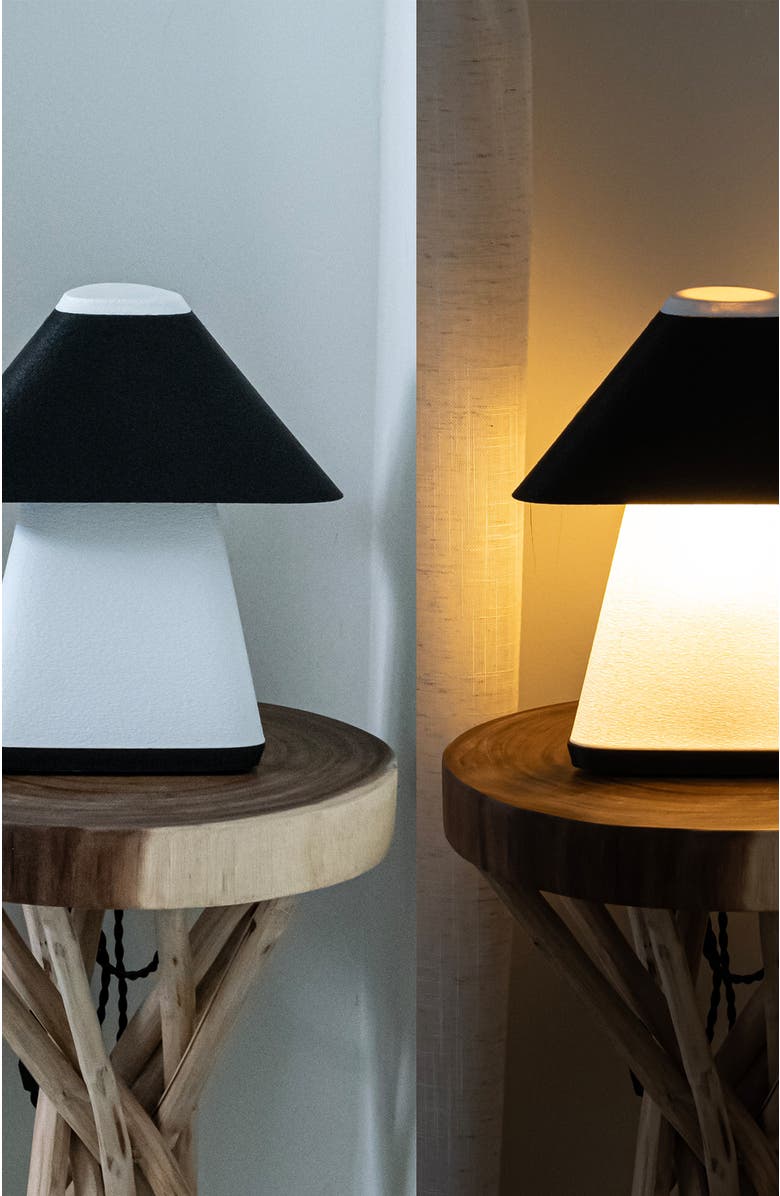 JONATHAN Y Enzo 11.63" Modern Contemporary Plant-Based PLA 3D Printed Dimmable LED Table Lamp, White/Black, Alternate, color, White/Black With White Shade