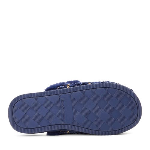 Dearfoams Paris Chenille Shaped Tab Scuff Slipper In Blue