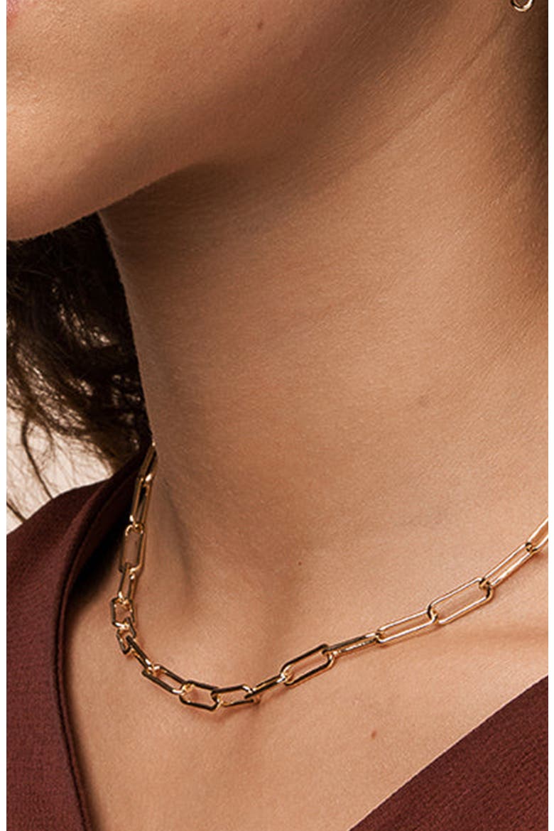Sterling Silver 18k Gold Plated Amelia Chain Necklace Trendy Gift, Alternate, color, Gold