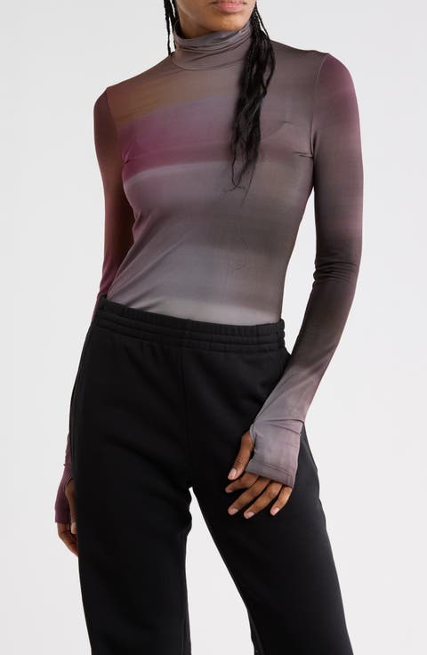 Ombré Mesh Turtleneck Top