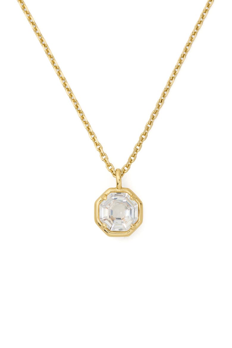 Opulence Cubic Zirconia Octagon Pendant Necklace, Main, color, CLEAR/ GOLD