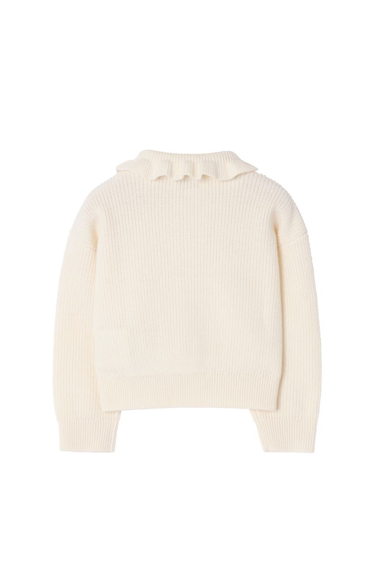 Girls' Check Pocket Cotton Wool Cardigan, Alternate, color, Ivory white