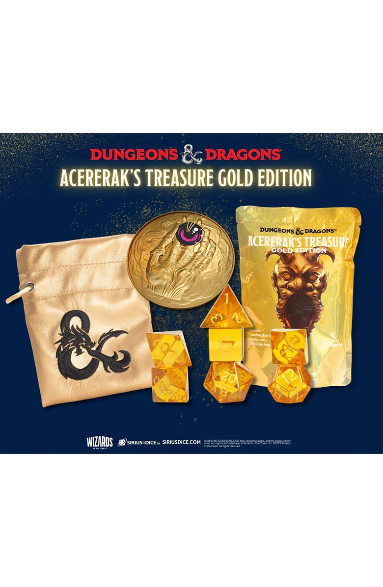 Dungeons & Dragons Acerak'S Treasure Pack Gold Edition,7Pc Dice,Coin & Bag,Rpg, Alternate, color, Multicolored