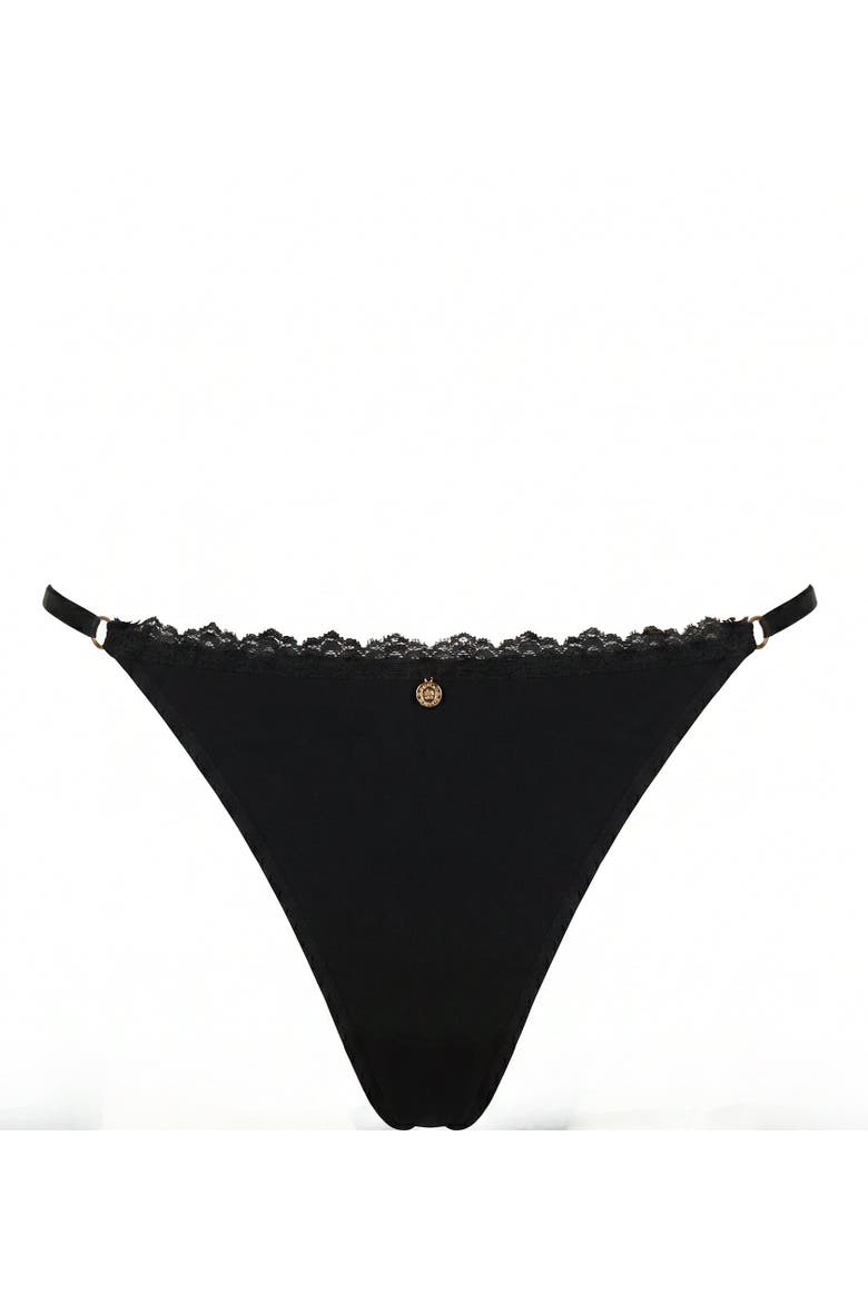 Bianca Microfiber Thong, Main, color, Black