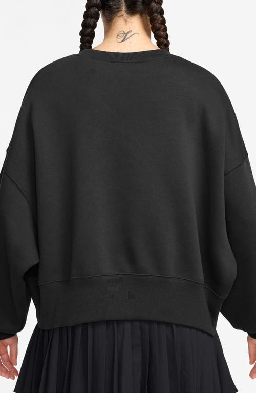 Nike Phoenix Fleece Oversize Crewneck Tennis Sweatshirt In Black