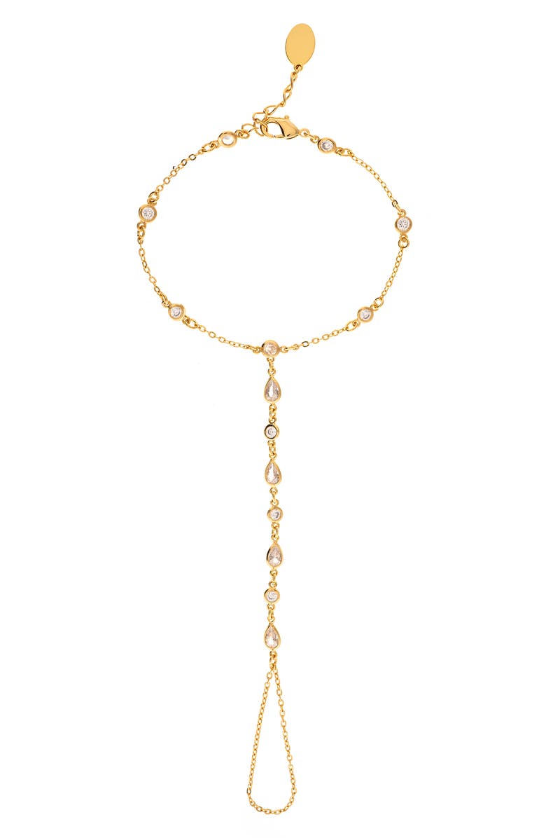 RIVKA FRIEDMAN 18K Gold Plated Cubic Zirconia Hand Chain, Main, color, Cubic Zirconia