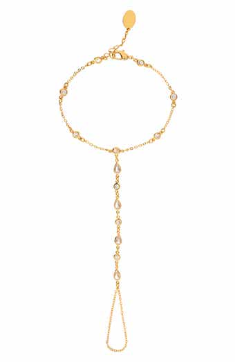 RIVKA FRIEDMAN 18K Gold Plated Cubic Zirconia Hand Chain