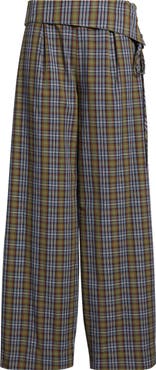Damson Madder Fia Foldover Waist Check Wide Leg Pants