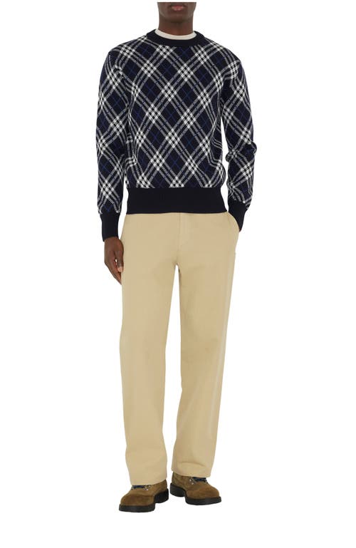 Burberry Diamond Pattern Knit Crewneck Sweater In Blue
