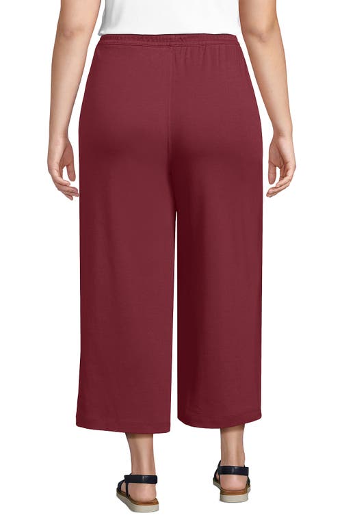 Lands' End Plus Size Sport Knit Elastic Waist Wide Leg Crop Pants In Burnt Clay