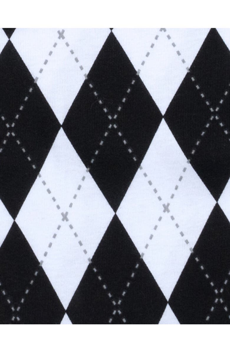 Leveret Kids Footed Printed Cotton Matching Family Holiday Pajamas, Argyles & Holiday Prints, Alternate, color, Argyle Black & White