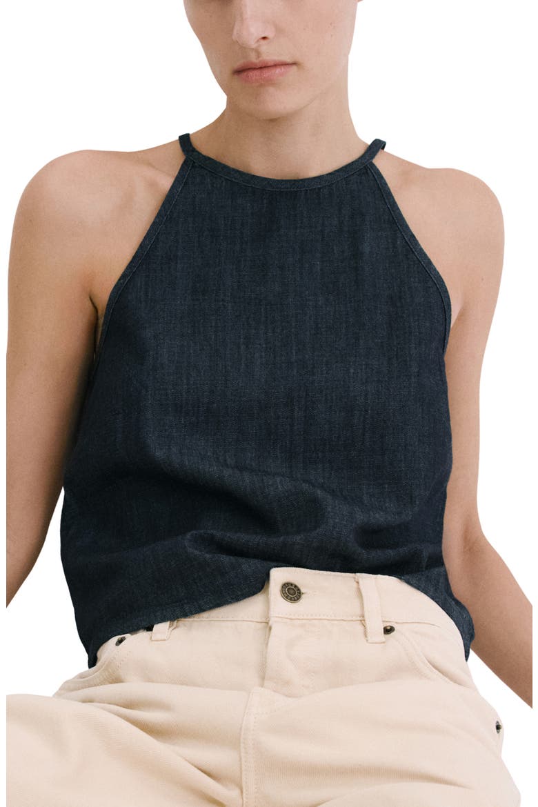 Sleeveless Denim Top, Main, color, BLUE