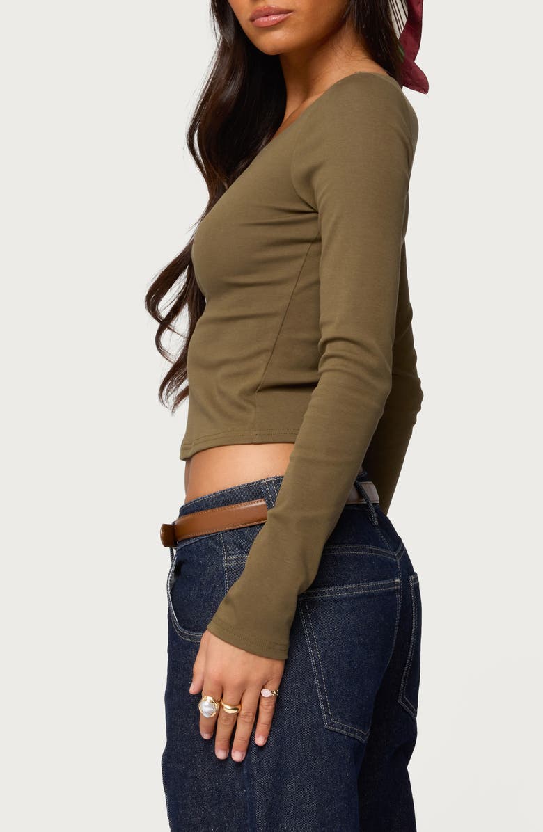 EDIKTED Rion Asymmetric Neck Top, Alternate, color, Olive