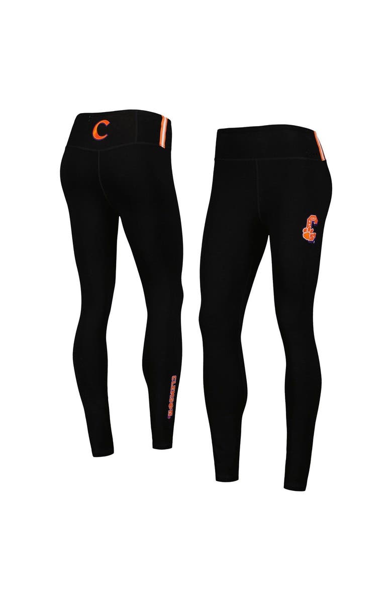 Post Women's Black Clemson Tigers Classic 3-Hit Jersey Leggings, Main, color,