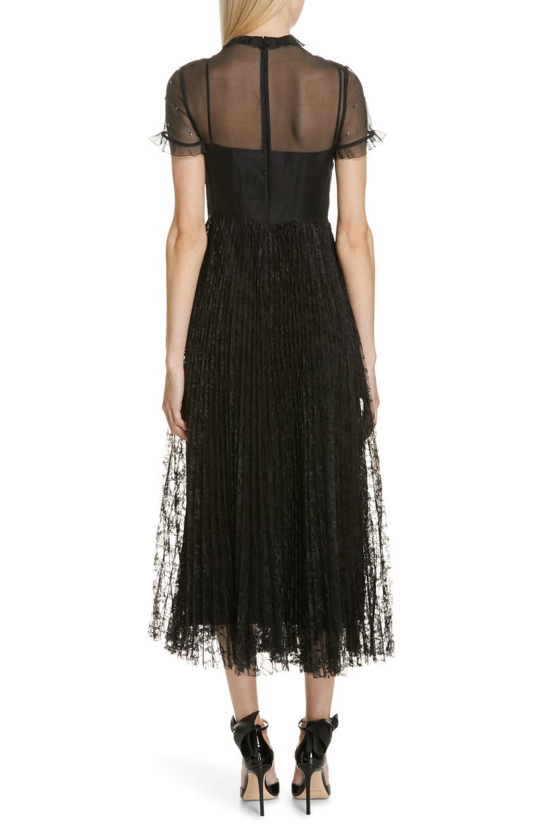 Studded Yoke Lace Skirt Maxi Dress, Alternate, color, NERO