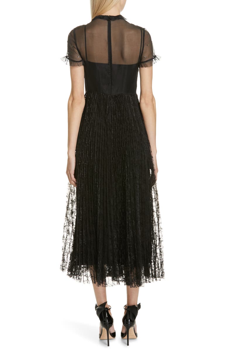 RED Valentino Studded Yoke Lace Skirt Maxi Dress, Alternate, color,