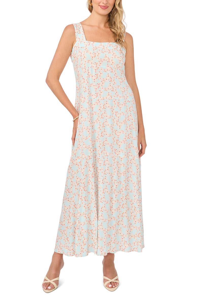 Print Sleeveless Maxi Dress, Main, color, SOFT CRYSTAL