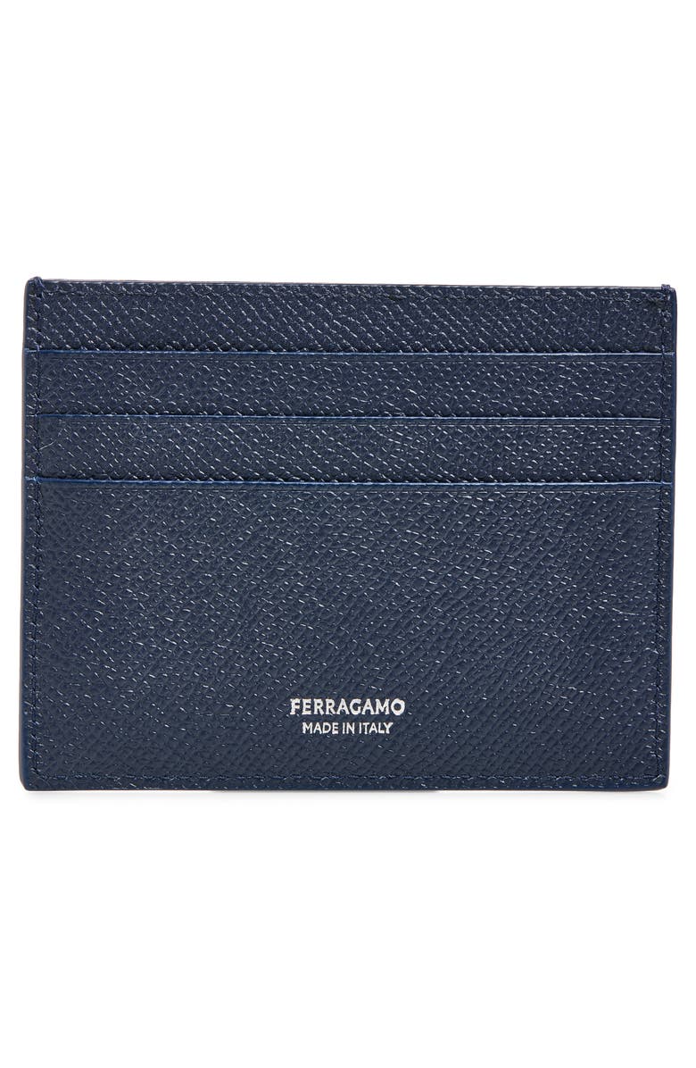 FERRAGAMO Micro Gancio Card Holder, Alternate, color, New Navy Nero