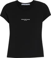 Alexander Wang Logo Print Fitted Stretch Cotton T-Shirt